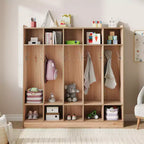 Vestiaire à 5 sections avec 10 casiers et crochets - Organisateur de rangement spacieux pour enfants, salle de classe, crèche, maternelle