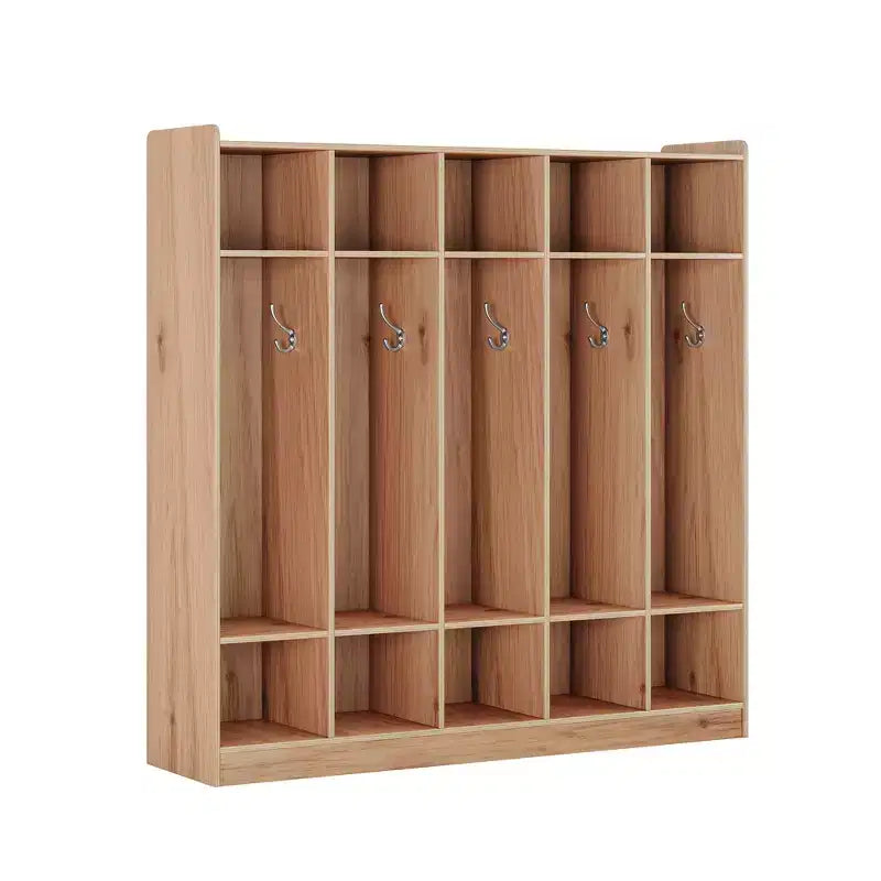 Vestiaire à 5 sections avec 10 casiers et crochets - Organisateur de rangement spacieux pour enfants, salle de classe, crèche, maternelle