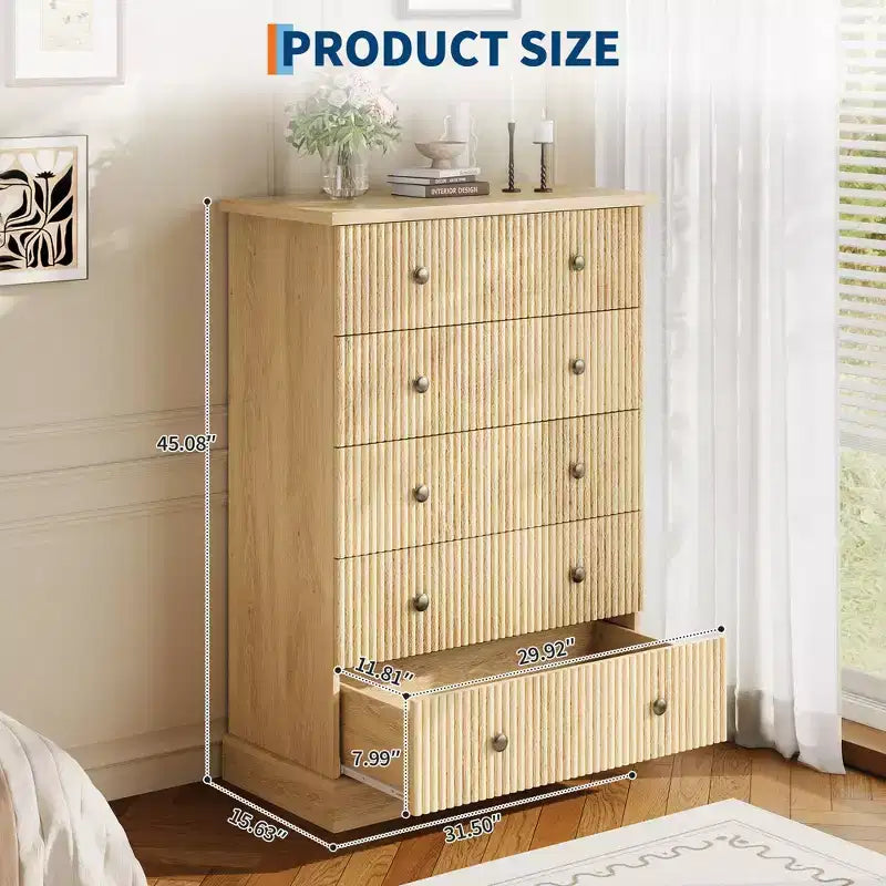 Commode haute 5 tiroirs peu encombrante pour chambre à coucher – Armoire verticale moderne, meuble de rangement spacieux – Idéal pour les vêtements et l'organisation de la maison