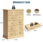 Commode haute 5 tiroirs peu encombrante pour chambre à coucher – Armoire verticale moderne, meuble de rangement spacieux – Idéal pour les vêtements et l'organisation de la maison