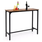 Costway Table de Bar Rectangulaire 48'' Table à Manger Cuisine avec Cadre en Acier et Pieds Réglables