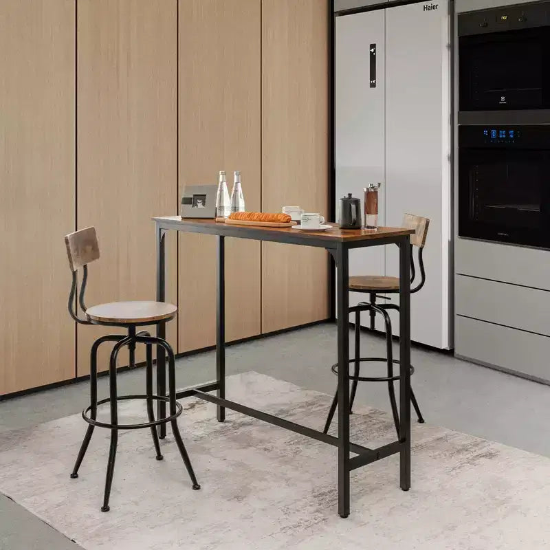 Costway Table de Bar Rectangulaire 48'' Table à Manger Cuisine avec Cadre en Acier et Pieds Réglables