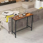 Costway Table de Bar Rectangulaire 48'' Table à Manger Cuisine avec Cadre en Acier et Pieds Réglables