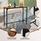 Costway Table de Bar Rectangulaire 48'' Table à Manger Cuisine avec Cadre en Acier et Pieds Réglables