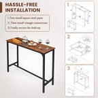 Costway Table de Bar Rectangulaire 48'' Table à Manger Cuisine avec Cadre en Acier et Pieds Réglables