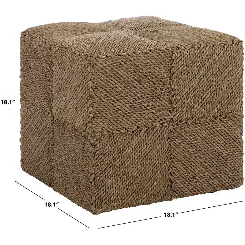 Pouffe en jonc de mer tressé Malta - CWK2028 - Naturel - Safavieh Couture