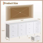 COZONY 70.8 Commode en Tissu à 12 Tiroirs Meuble TV pour Téléviseurs de 65 à 80 Pouces, Grand Organiseur de Rangement avec Dessus en Bois pour Chambre à Coucher