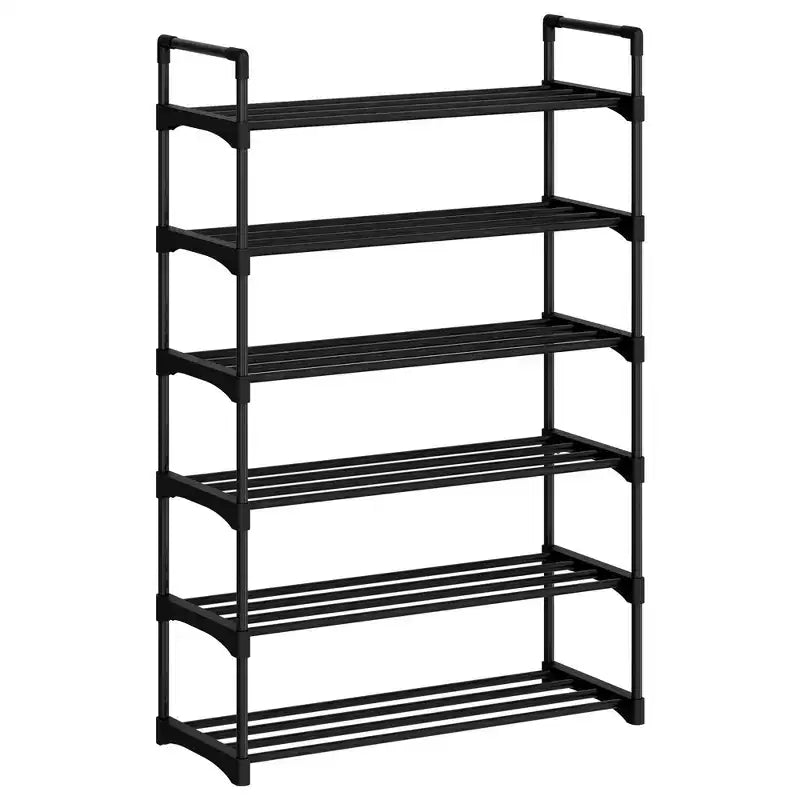 6-Tier Shoe Rack, Tall Space-Saving Metal Shoe Organizer with Removable Fabric Shelves, Corner Shoe Rack for Closet, Entryway, Bedroom, Living Room