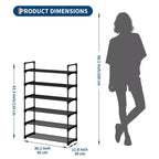 Étagère à chaussures à 6 niveaux, organisateur de chaussures vertical en métal peu encombrant avec étagères en tissu amovibles, étagère à chaussures d'angle pour placard, entrée, chambre, salon