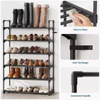 Étagère à chaussures à 6 niveaux, organisateur de chaussures vertical en métal peu encombrant avec étagères en tissu amovibles, étagère à chaussures d'angle pour placard, entrée, chambre, salon
