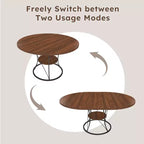 JVNOXK 43 Table à manger ronde extensible pour 4-6 personnes, extensible jusqu'à 59 Table de cuisine de ferme avec étagère de rangement et base en métal, marron et noir