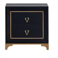 Passion Furniture Kramer Black and Gold 2-Drawer 24 in. W Nightstand