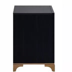 Passion Furniture Kramer Table de Chevet 2 Tiroirs Noir et Or 61 cm L