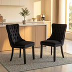 Lot de 2 chaises de salle à manger capitonnées en velours FurnitureR avec garniture cloutée, chaises de cuisine rembourrées, chaises d'appoint modernes pour salle à manger