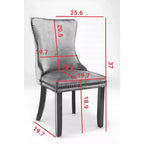 Lot de 2 chaises de salle à manger capitonnées en velours FurnitureR avec garniture cloutée, chaises de cuisine rembourrées, chaises d'appoint modernes pour salle à manger
