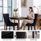 Lot de 2 chaises de salle à manger capitonnées en velours FurnitureR avec garniture cloutée, chaises de cuisine rembourrées, chaises d'appoint modernes pour salle à manger