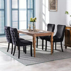 Lot de 2 chaises de salle à manger capitonnées en velours FurnitureR avec garniture cloutée, chaises de cuisine rembourrées, chaises d'appoint modernes pour salle à manger