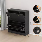 Acekool Meuble à chaussures étroit 2 tiroirs motif vague noyer, organiseur d'entrée pour couloir et chambre