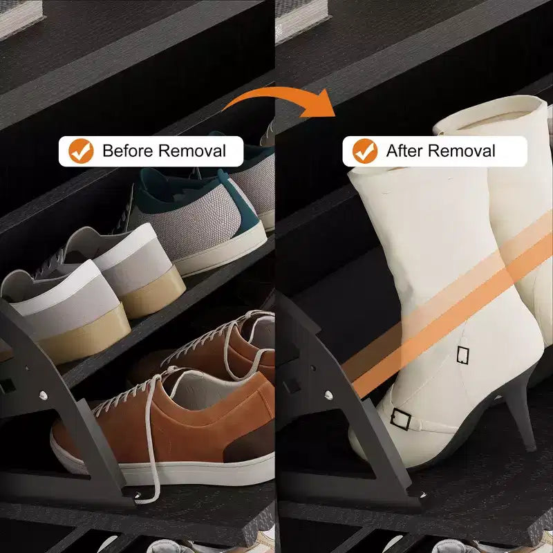 Acekool Meuble à chaussures étroit 2 tiroirs motif vague noyer, organiseur d'entrée pour couloir et chambre