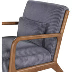 Fauteuil d'appoint en velours côtelé FurnitureR avec cadre en bois massif, fauteuil de salon rembourré avec oreiller, fauteuil de lecture du milieu du siècle pour salon et chambre à coucher