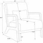 Fauteuil d'appoint en velours côtelé FurnitureR avec cadre en bois massif, fauteuil de salon rembourré avec oreiller, fauteuil de lecture du milieu du siècle pour salon et chambre à coucher