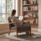 Fauteuil d'appoint en velours côtelé FurnitureR avec cadre en bois massif, fauteuil de salon rembourré avec oreiller, fauteuil de lecture du milieu du siècle pour salon et chambre à coucher