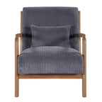 Fauteuil d'appoint en velours côtelé FurnitureR avec cadre en bois massif, fauteuil de salon rembourré avec oreiller, fauteuil de lecture du milieu du siècle pour salon et chambre à coucher