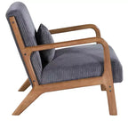 Fauteuil d'appoint en velours côtelé FurnitureR avec cadre en bois massif, fauteuil de salon rembourré avec oreiller, fauteuil de lecture du milieu du siècle pour salon et chambre à coucher