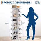 Tour de rangement rotative à 360° pour chaussures, organisateur vertical à 7 niveaux - Autonome, rangement peu encombrant pour 28 à 32 paires - Idéal pour entrée, placard, chambre à coucher