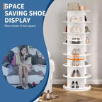 Tour de rangement rotative à 360° pour chaussures, organisateur vertical à 7 niveaux - Autonome, rangement peu encombrant pour 28 à 32 paires - Idéal pour entrée, placard, chambre à coucher