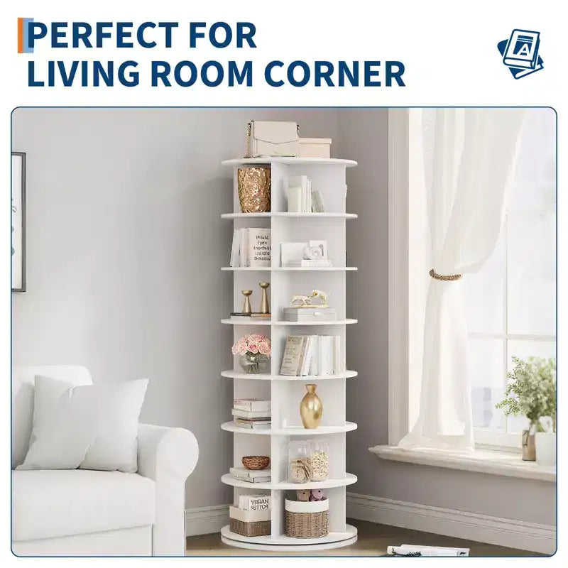 Tour de rangement rotative à 360° pour chaussures, organisateur vertical à 7 niveaux - Autonome, rangement peu encombrant pour 28 à 32 paires - Idéal pour entrée, placard, chambre à coucher
