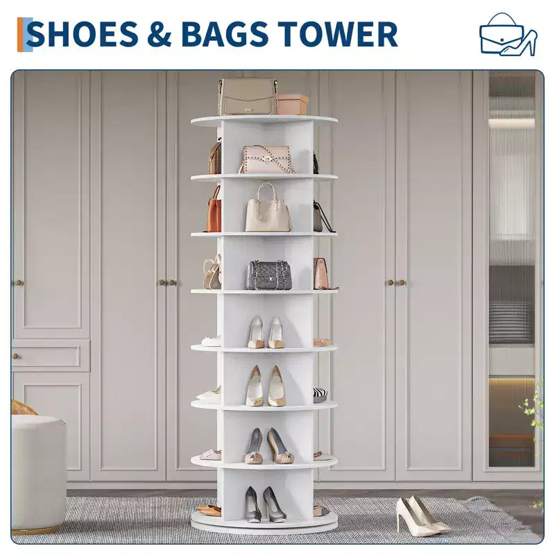 Tour de rangement rotative à 360° pour chaussures, organisateur vertical à 7 niveaux - Autonome, rangement peu encombrant pour 28 à 32 paires - Idéal pour entrée, placard, chambre à coucher