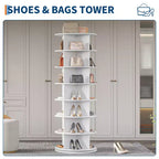 Tour de rangement rotative à 360° pour chaussures, organisateur vertical à 7 niveaux - Autonome, rangement peu encombrant pour 28 à 32 paires - Idéal pour entrée, placard, chambre à coucher