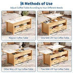 Table basse en bois - Table basse réglable, Table basse réglable en hauteur, Table basse moderne, Table basse élégante