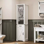 Meuble de rangement 75 LED avec porte de grange, garde-manger de style ferme avec étagères en verre, blanc