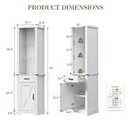 Meuble de rangement 75 LED avec porte de grange, garde-manger de style ferme avec étagères en verre, blanc