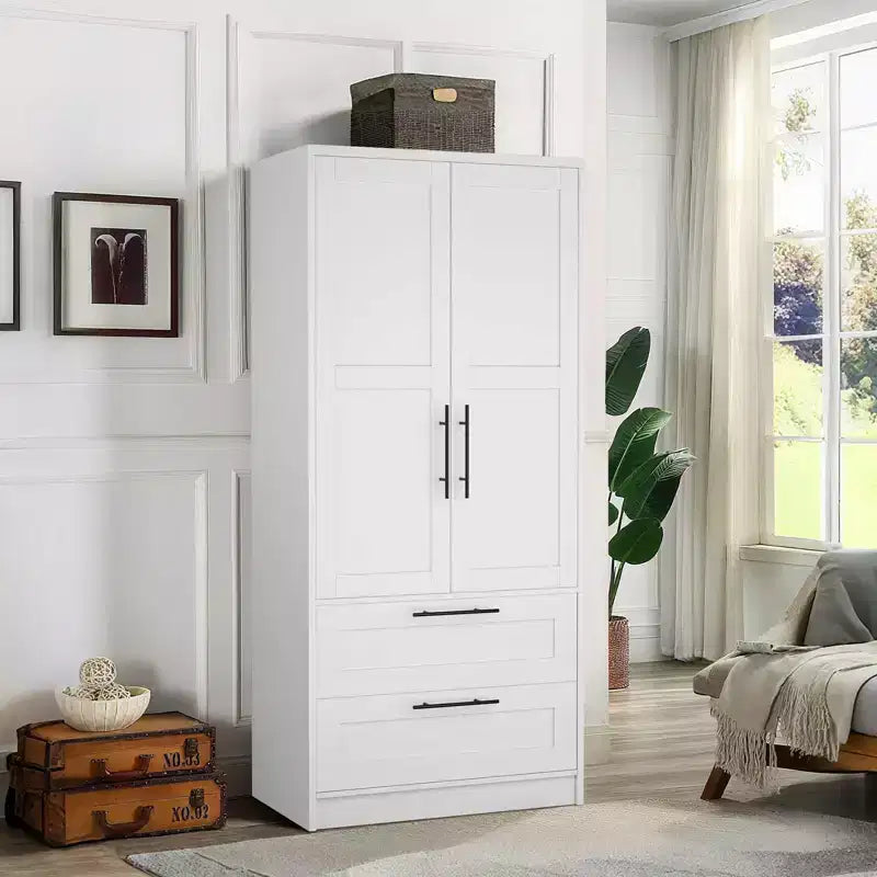 Armoire de chambre moderne en bois, armoire de rangement autoportante avec porte et étagères, montage facile, pour chambre, buanderie