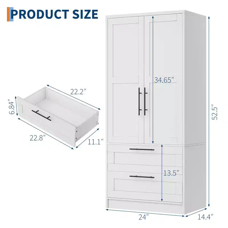 Armoire de chambre moderne en bois, armoire de rangement autoportante avec porte et étagères, montage facile, pour chambre, buanderie