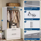Armoire de chambre moderne en bois, armoire de rangement autoportante avec porte et étagères, montage facile, pour chambre, buanderie