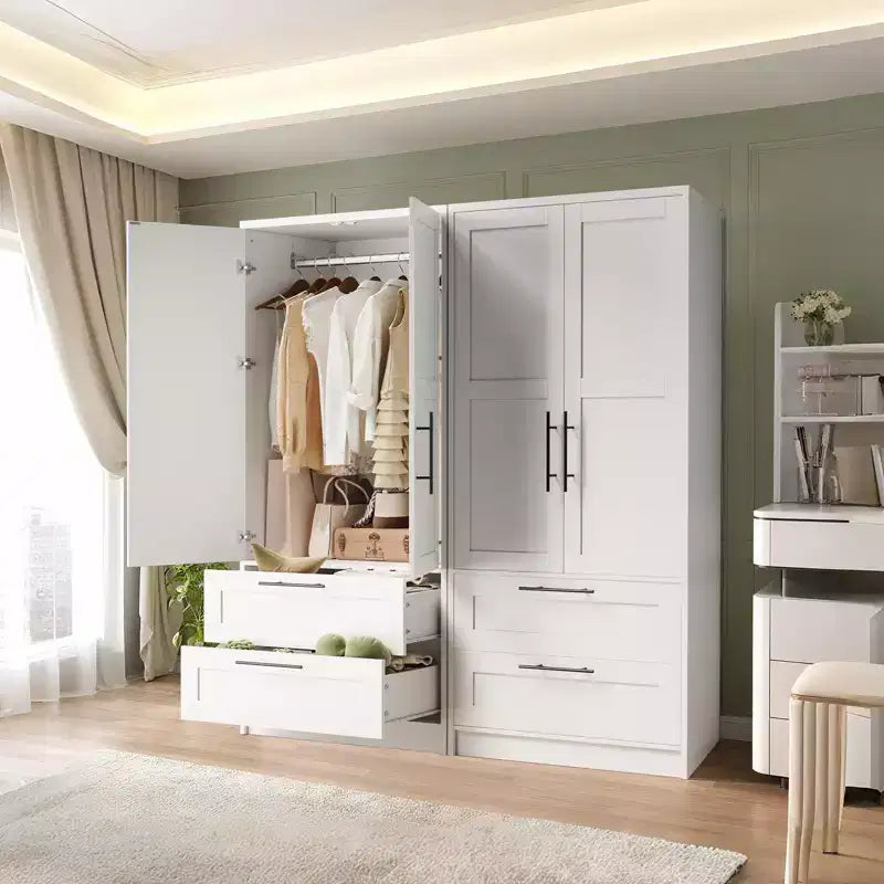 Armoire de chambre moderne en bois, armoire de rangement autoportante avec porte et étagères, montage facile, pour chambre, buanderie