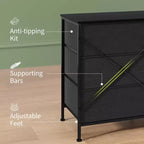 Meuble TV, Commode en tissu à 8 tiroirs avec plateau en bois, Centre de divertissement commode, Table console TV média moderne pour chambre à coucher et salon