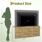 Meuble TV, Commode en tissu à 8 tiroirs avec plateau en bois, Centre de divertissement commode, Table console TV média moderne pour chambre à coucher et salon