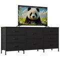 TV Stand, 8 Drawer Fabric Dresser with Wooden Top, Dresser Entertainment Center, Modern Media TV Console Table for Bedroom Living Room