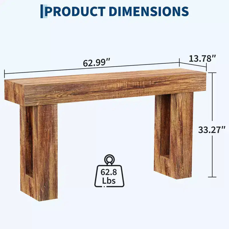 GustoWave 63 Console étroite de style campagnard pour entrée avec rangement, table d'appoint industrielle en bois, marron