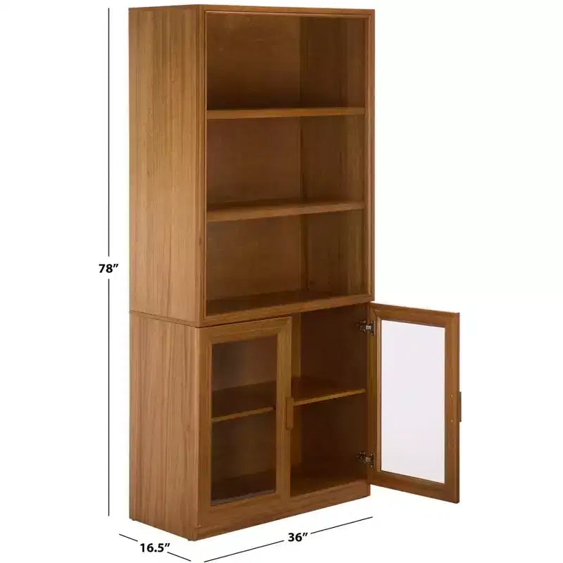 Bibliothèque Jollie avec portes vitrées - Naturel - SEI