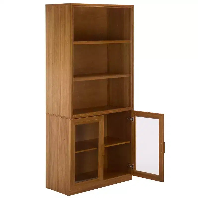 Bibliothèque Jollie avec portes vitrées - Naturel - SEI