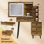 Coiffeuse de maquillage FurnitureR avec miroir coulissant et étagères de rangement, Table de chevet moderne avec tiroirs pour chambre à coucher, Table de maquillage avec rangement