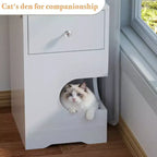 TYBOATLE Coiffeuse Moderne avec Lumières et Station de Recharge, Petite Coiffeuse avec Trou pour Chat et Étagères de Rangement Multi-Niveaux, Blanche