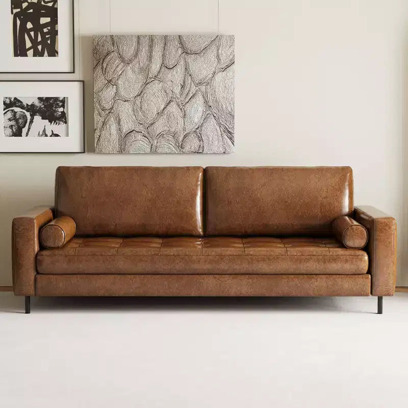 Canapé Vintage Haut de Gamme Mid-Century Modern Luck Live 80.31 en Cuir Huilé et Ciré avec Cadre Solide pour Salon