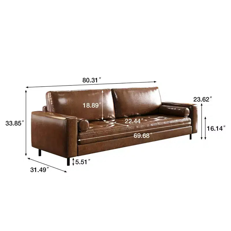 Canapé Vintage Haut de Gamme Mid-Century Modern Luck Live 80.31 en Cuir Huilé et Ciré avec Cadre Solide pour Salon